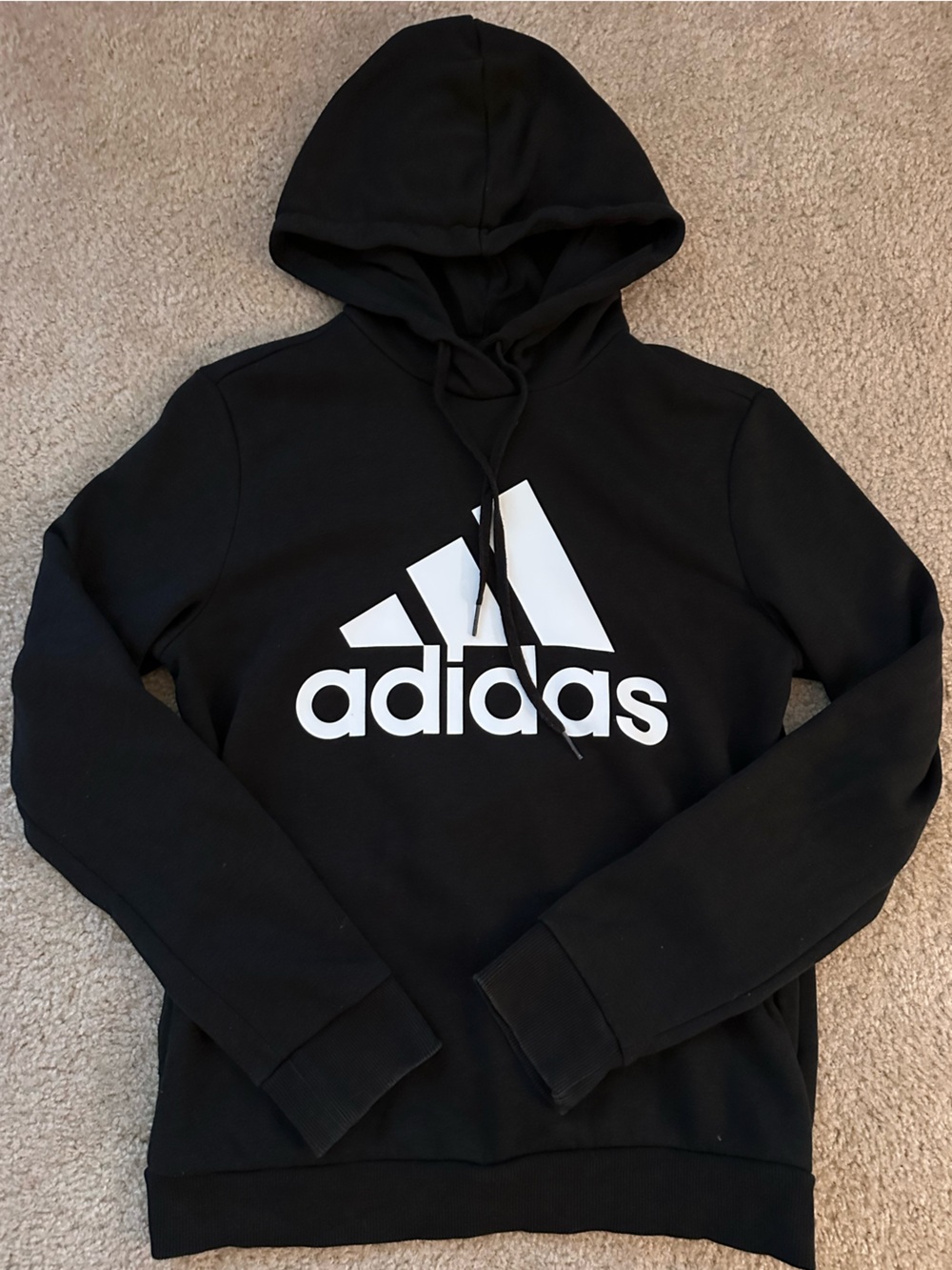 adidas Black Pullover Hoodie with White Tag Logo Size Small
